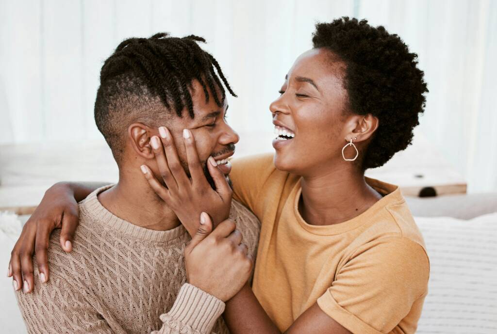 This is a one of a kind type of love. Shot of a young couple relaxing at home.